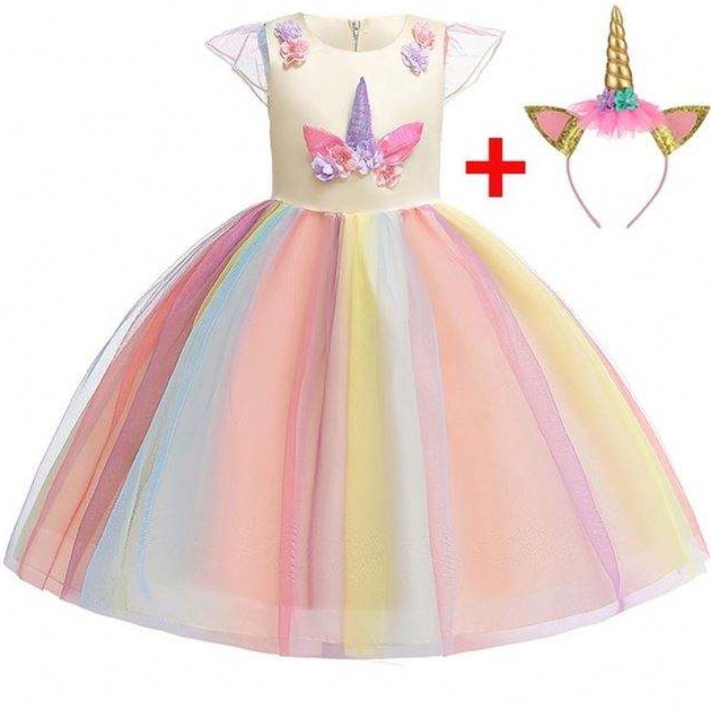 Baige Ruffles de alta calidad Vestido para bebés Baby Kids Hermosos vestidos de modelo Smocked Children Djs003