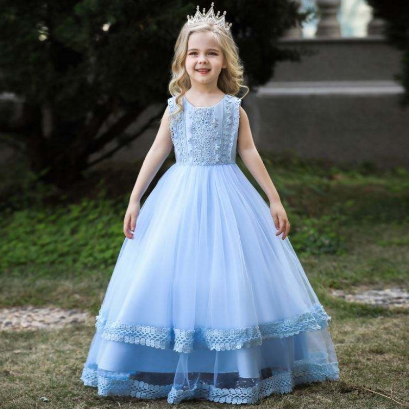 Baige White Kid Long Dress Princess Prom Press Ball Gowns Flor de boda Flor de chicas formales Vestidos