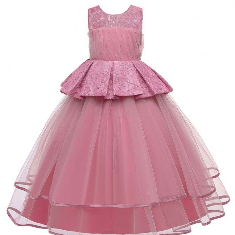 Baige Eleganteniños Long Dress Girls Prom Long Frock Vestidos denoche vestidos de lujo LP-275