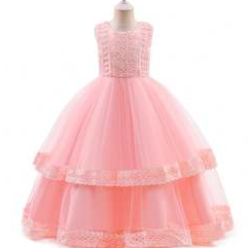 Baige Long Long Elegant Kids Wedding Vestido denovia paraniños vestidos de fiesta de lanoche deniños de 3 a 15 años