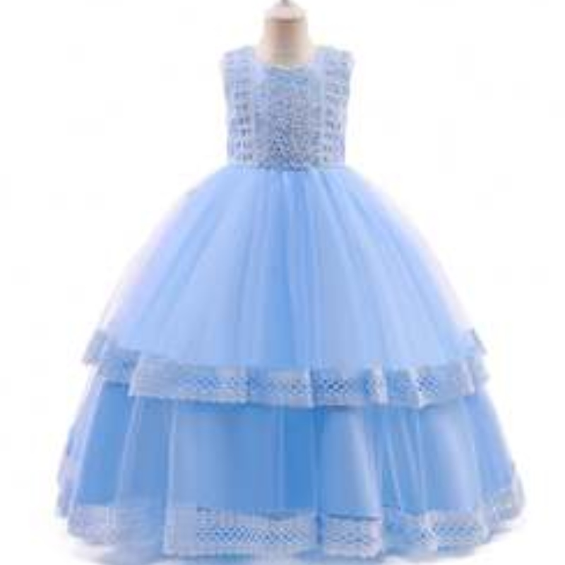 Baige Long Long Elegant Kids Wedding Vestido denovia paraniños vestidos de fiesta de lanoche deniños de 3 a 15 años