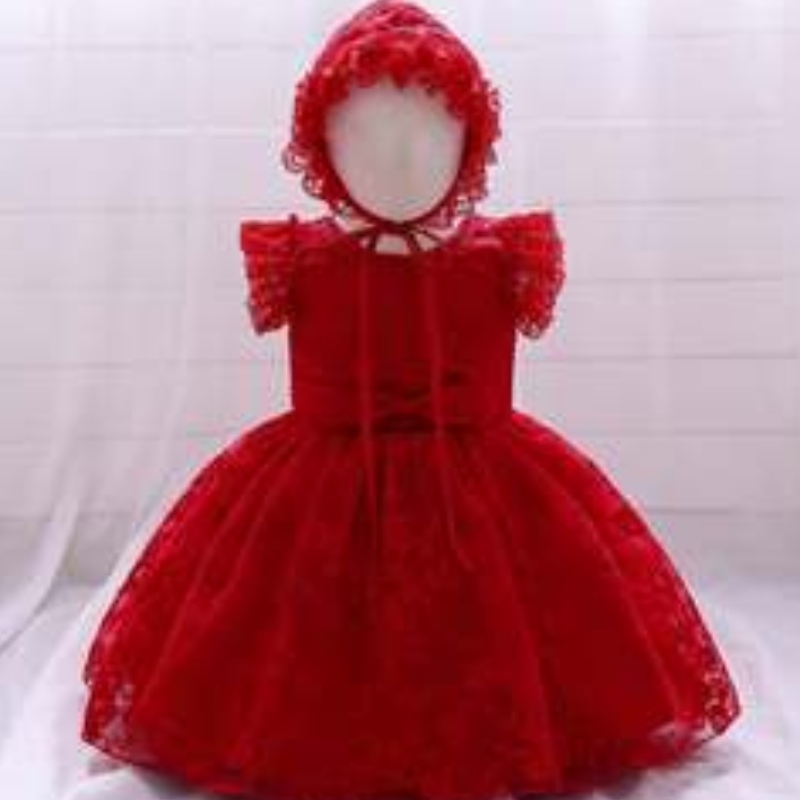 Baige Fabricante Girls Party Lovely Lace Baptism Night Kids Clothing Niños Vestidos de cumpleaños hinchados