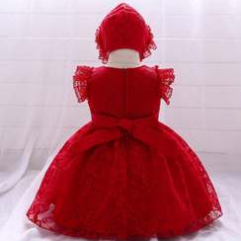 Baige Fabricante Girls Party Lovely Lace Baptism Night Kids Clothing Niños Vestidos de cumpleaños hinchados