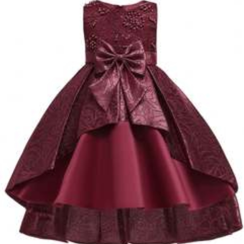 Baige Boutique Clothing Girls Party Dresses Satin Children Diseños de vestimenta Long T5176