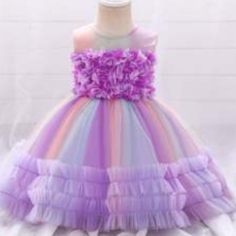 Baige New Fashion Fashion Flower Girl Fiesta Fiesta de cumpleaños Baby Frock Diseño de actuación L2020XZ