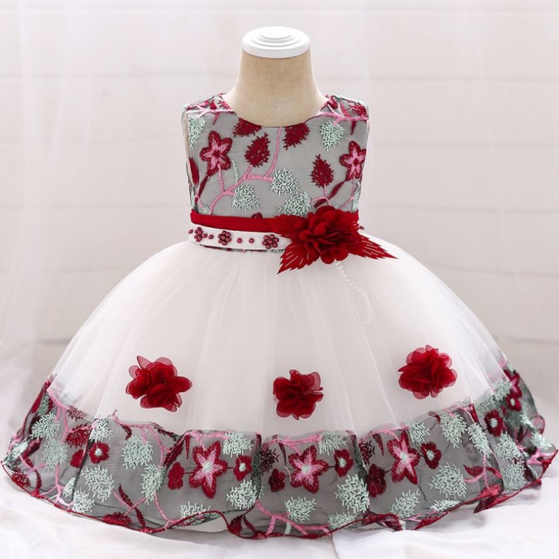 Baige en el diseño de moda de stock 24 meses Baby Girl Flower Summer Baby Princess Vestido paraniños L5045XZ