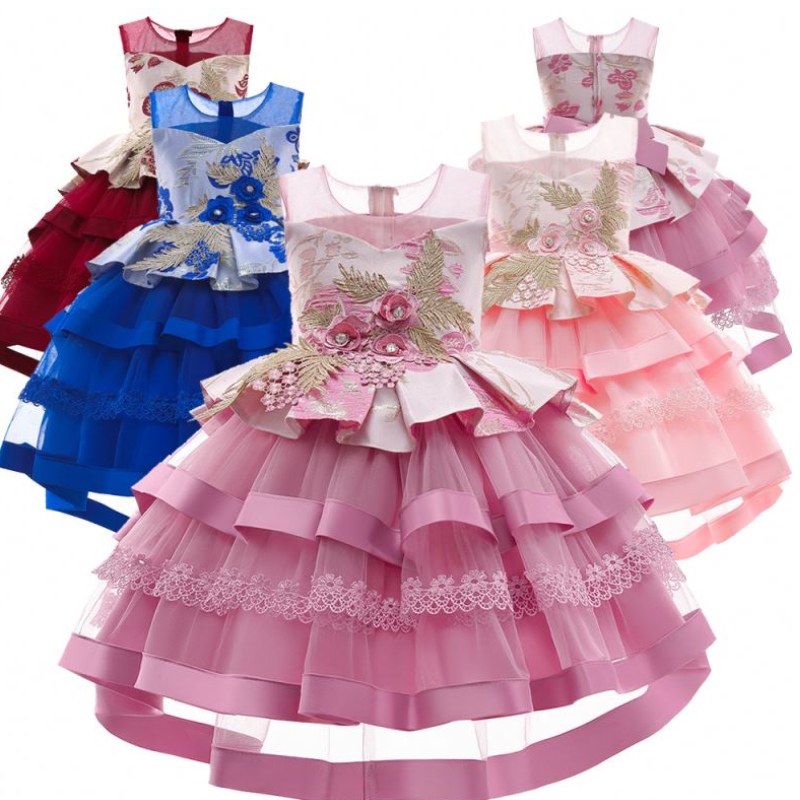 Baige Venta caliente Venta de múltiples vestidos de cumpleaños deniña de varias capas Cotton Girl Princess Party Vestidos chicas Tutu Vestido para fiesta