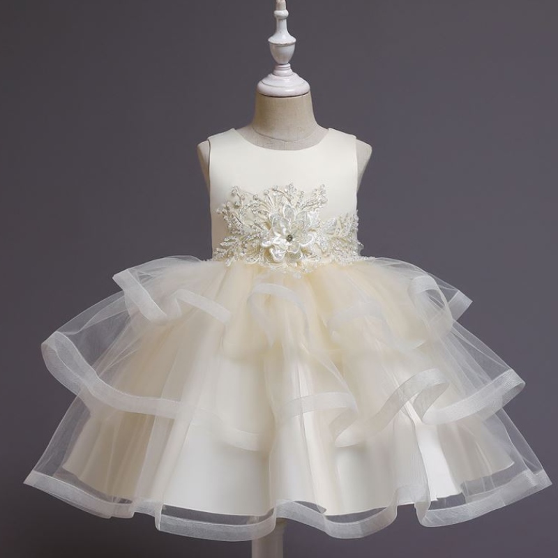 Baige Little Kid Kid Kid Girl Flower Fiest Farty Destino Dirección Princesa Vestido 3-10 años L5225