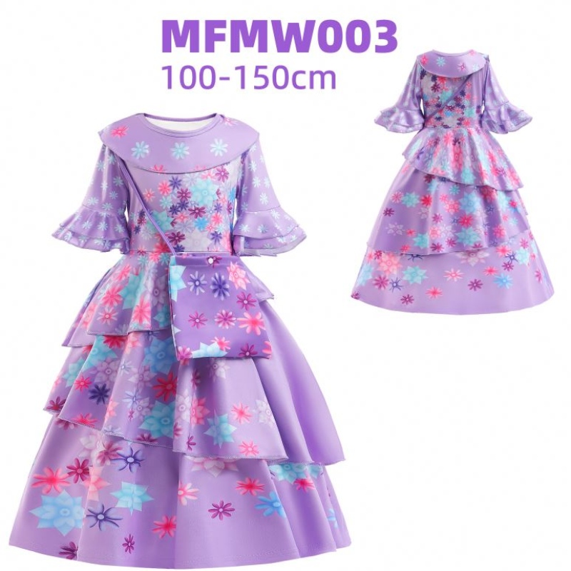 Baige Encanto Mirabel Isabella Vestido deniña Púrpura mangas largas NUEVO CARNIVAL COSPLAY COSPLAY COSPLAY
