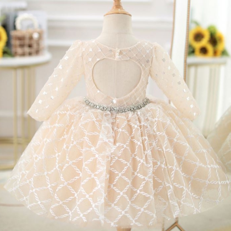 Baige OEM Children \\ S Vestido denoche Princess Girl Fluffy Yarn Flower Disfraz de piano Anfitrión de cumpleaños DZ003