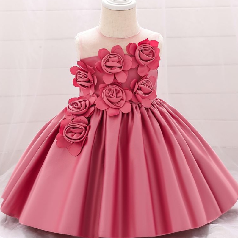 Baige Venta caliente Hot mangas O-Neck 0-12y Children Clothing Flower Girl Vestido L5068XZ