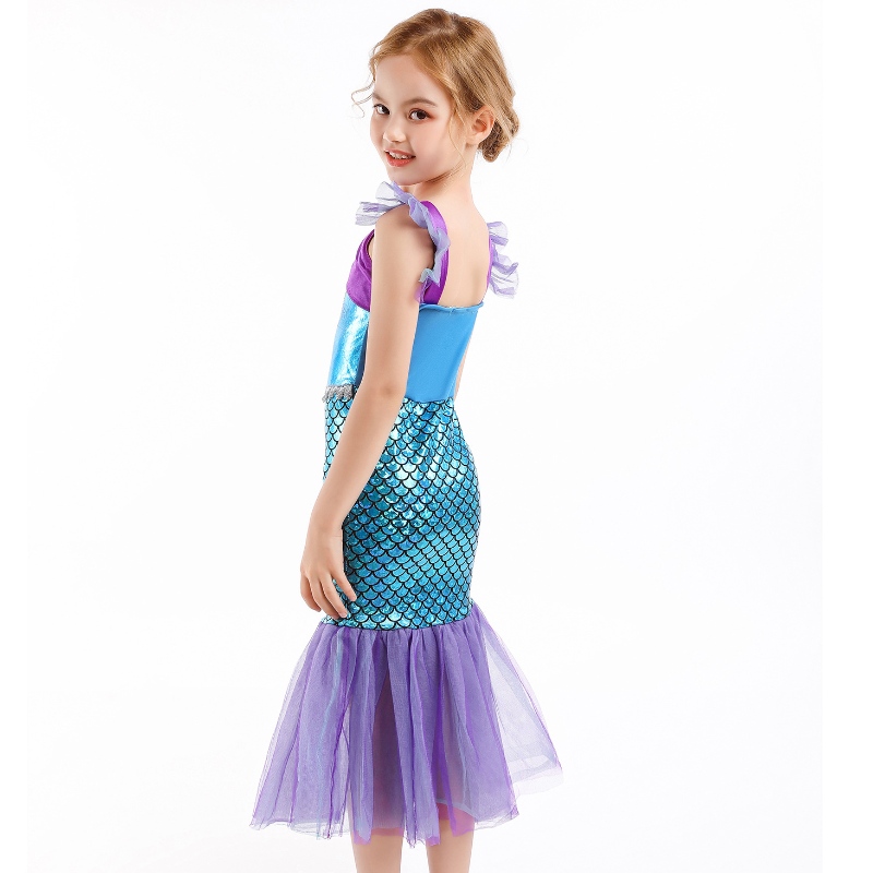 Girl Princess Little Mermaid Dress Kids Cosplay Charmule Children Children Carnival Birthday Party Corthel Summer Dress Girls