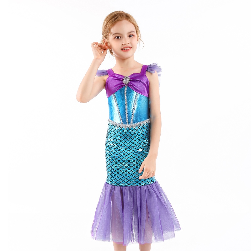 Girl Princess Little Mermaid Dress Kids Cosplay Charmule Children Children Carnival Birthday Party Corthel Summer Dress Girls