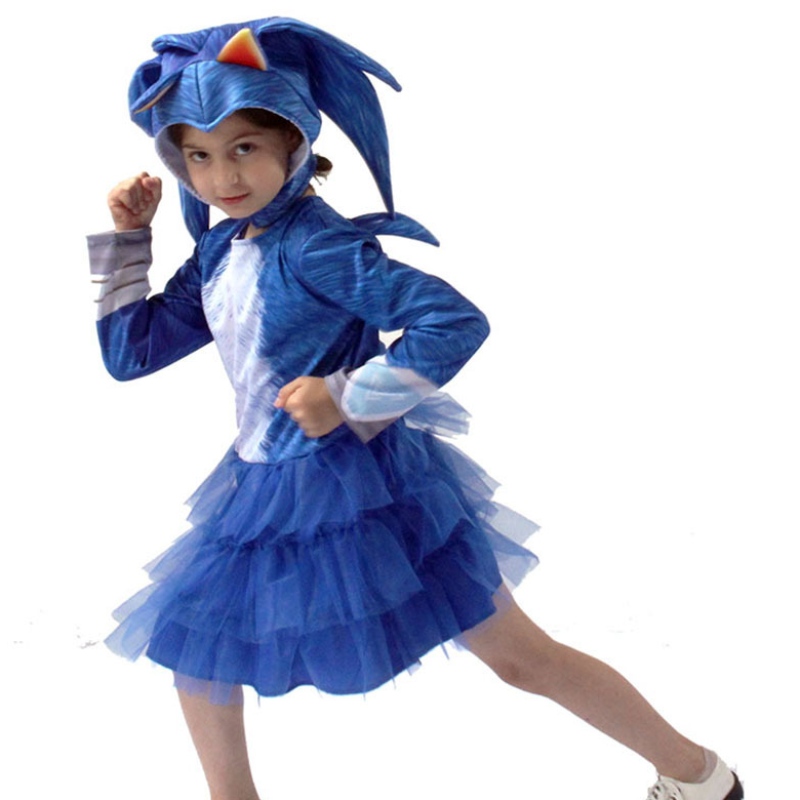 Día de losniños Sonic Hedgehog Girls Cosplay Clothing and Dress Stage Children \\ 's Disfraz