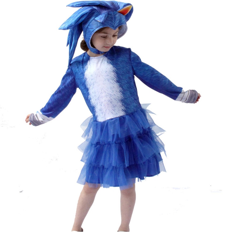 Día de losniños Sonic Hedgehog Girls Cosplay Clothing and Dress Stage Children \\ 's Disfraz