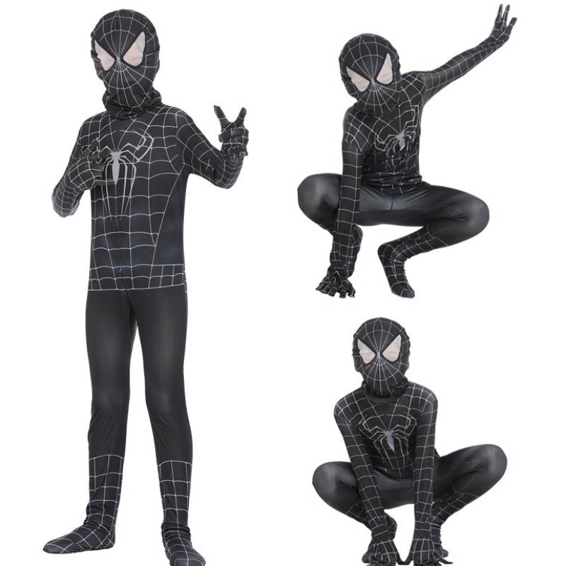 Spiderman Cosplay Black Bodysuit Hero Play Play Toque Anime Jumpón Muscle Halloween Disfraz