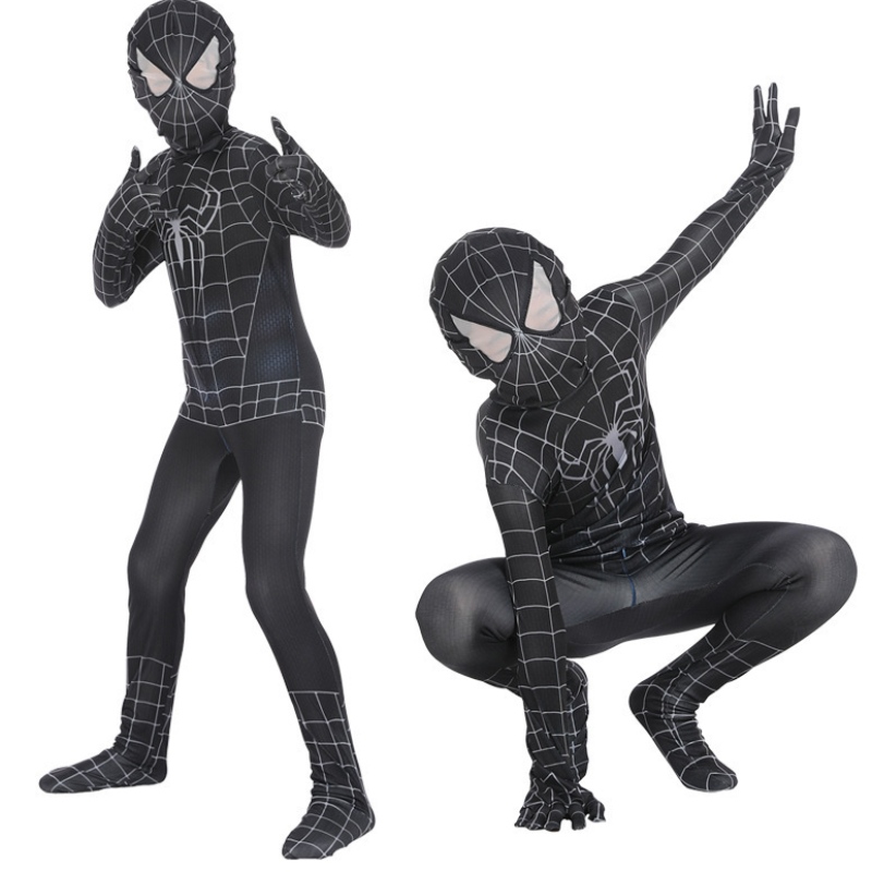 Spiderman Cosplay Black Bodysuit Hero Play Play Toque Anime Jumpón Muscle Halloween Disfraz