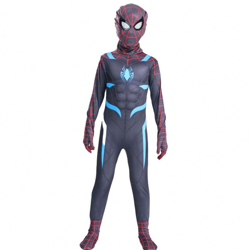 Nuevo juego de películas de TV muscular padresniñosniñosniños Amazing Black Red Superhero Sumpsuit Halloween Anime Cosplay Spiderman Disfraz