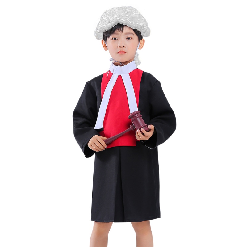 Juez deniños trajes de cosplay con túnica de cosplay con gavel halloween abogado paraniños disfraz