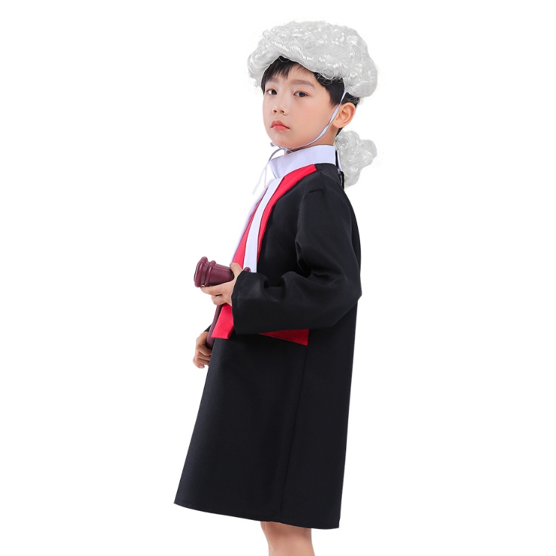 Juez deniños trajes de cosplay con túnica de cosplay con gavel halloween abogado paraniños disfraz