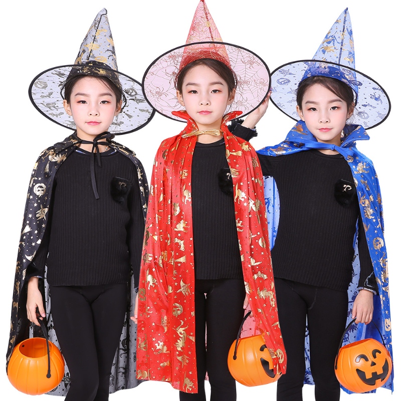 Disfraces de Halloween Witch Wizard Cloak Cape Robe Sombrero puntual paraniños Props de Halloween Fiesta de cumpleaños de Cosplay