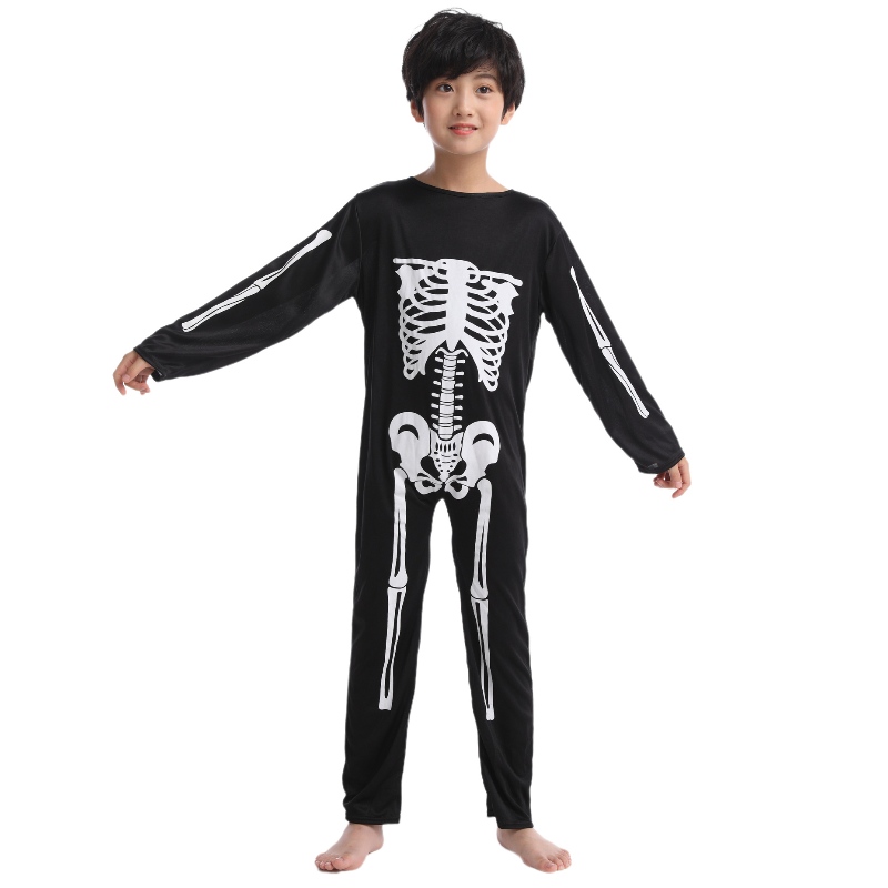 2022 Amazon Children Jumpysuit Halloween Fiesta de disfraces con estampado de huesos de esqueleto paraniños