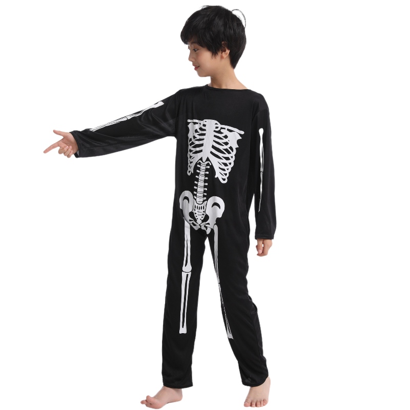 2022 Amazon Children Jumpysuit Halloween Fiesta de disfraces con estampado de huesos de esqueleto paraniños