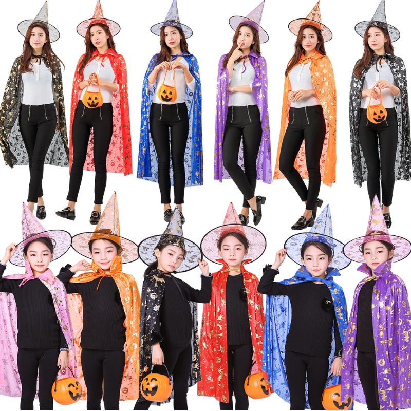 Venta al por mayor Venta caliente Cosplay Punto de calabaza Bruja Clok Halloween Cape Paternity traje Cape