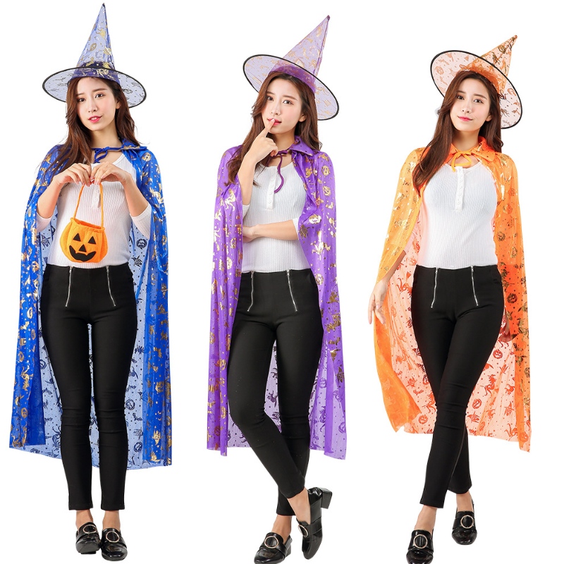 Venta al por mayor Venta caliente Cosplay Punto de calabaza Bruja Clok Halloween Cape Paternity traje Cape