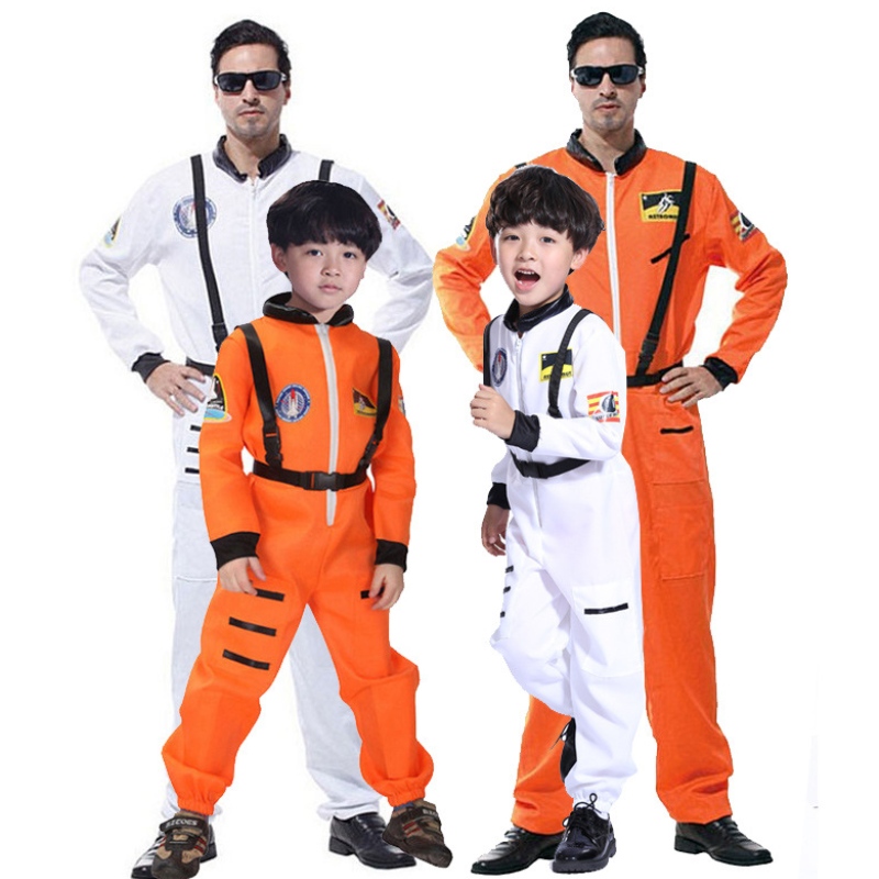 Disfraz de Halloween Niños Adultos Adultos Menos y mujeres Show Space Space Traje de astronautación de disfraz del piloto