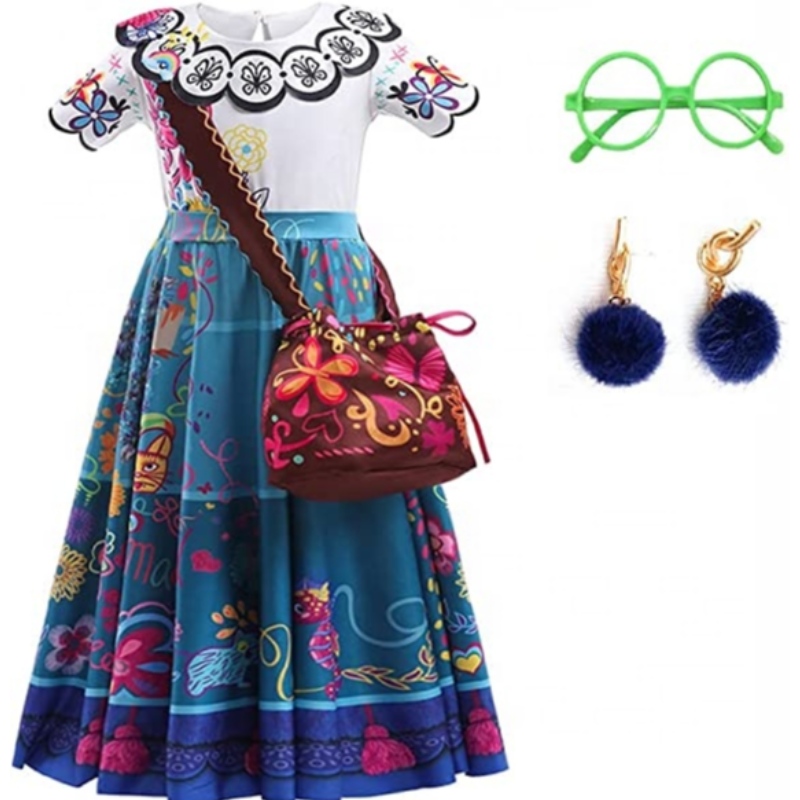 Baige Mirabel Cosplay Disfrazniños Fancy Carnival Halloween Princess Vestido Encanto Madrigal Vestido