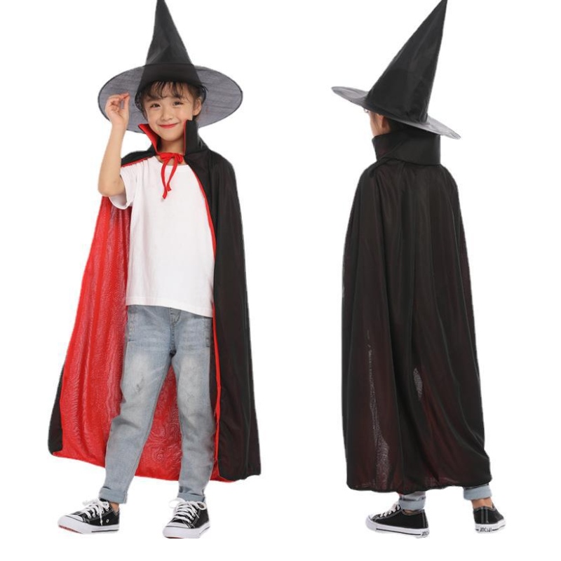 Nueva llegada de maquillaje cosplay cloak bruja capa con hat halloween fiesta paraniños