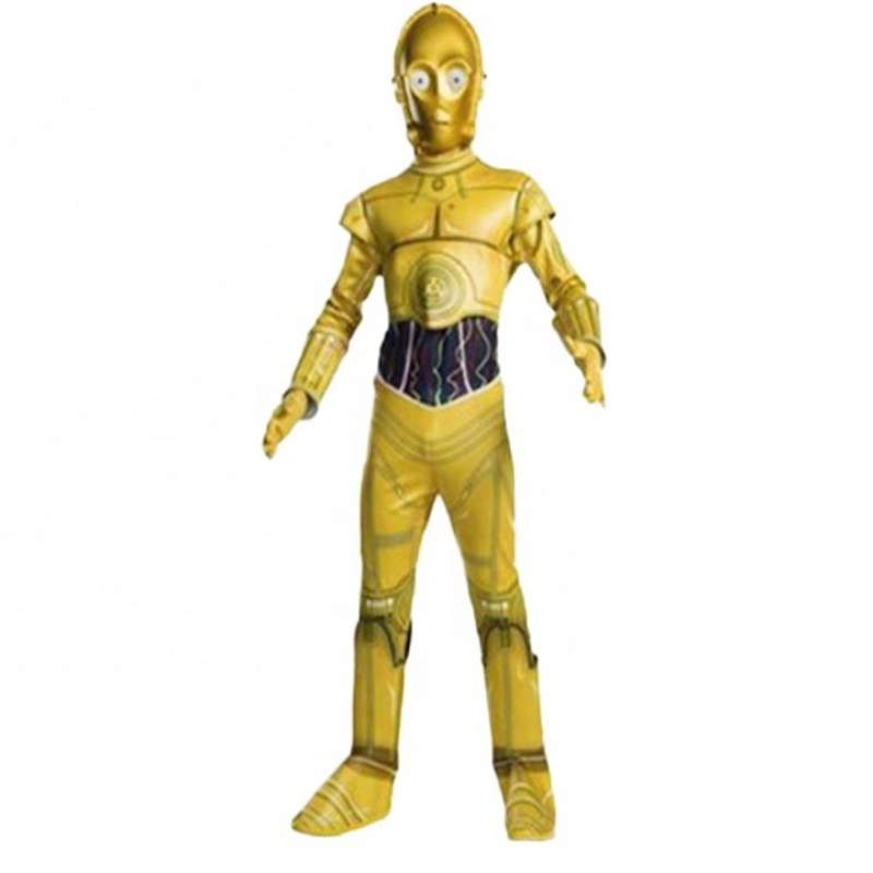 Película al por mayor&film traje para la fiesta de cumpleaños de Halloween Cosplay Wars Jumpsuit C-3po Robot Disfraz con máscara paraniños