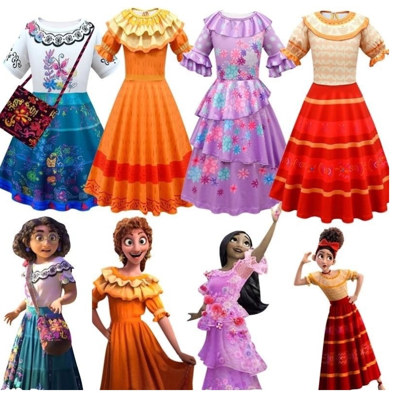 Vestido encanto paraniña Cosplay Cosplay Princess Children \\ 'S Day Performance Dissule Charm Mirabel Madrid-Children \\ S Carnival