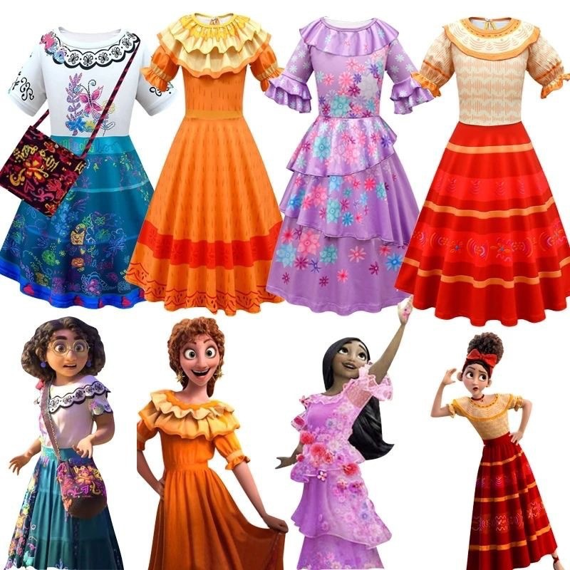 2022 Princesa Encanto Mirabel Destino de vestuario Cosplay Cosplay Fancy Encanto Vestido paraniños