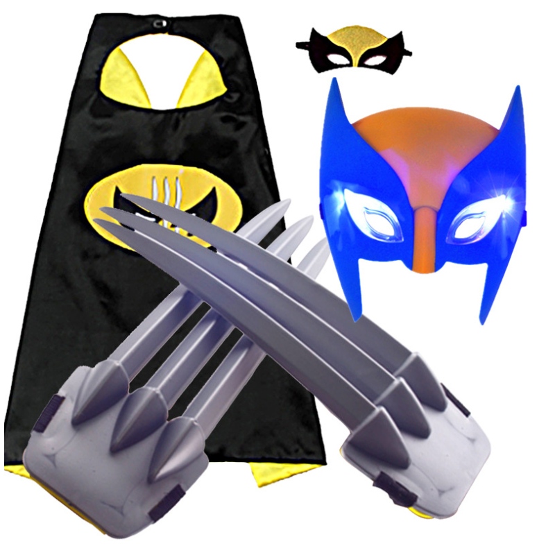 Wolverine Plastic Claw Facepiece Cloak Arma de Halloween Cosplay Party Juguetes