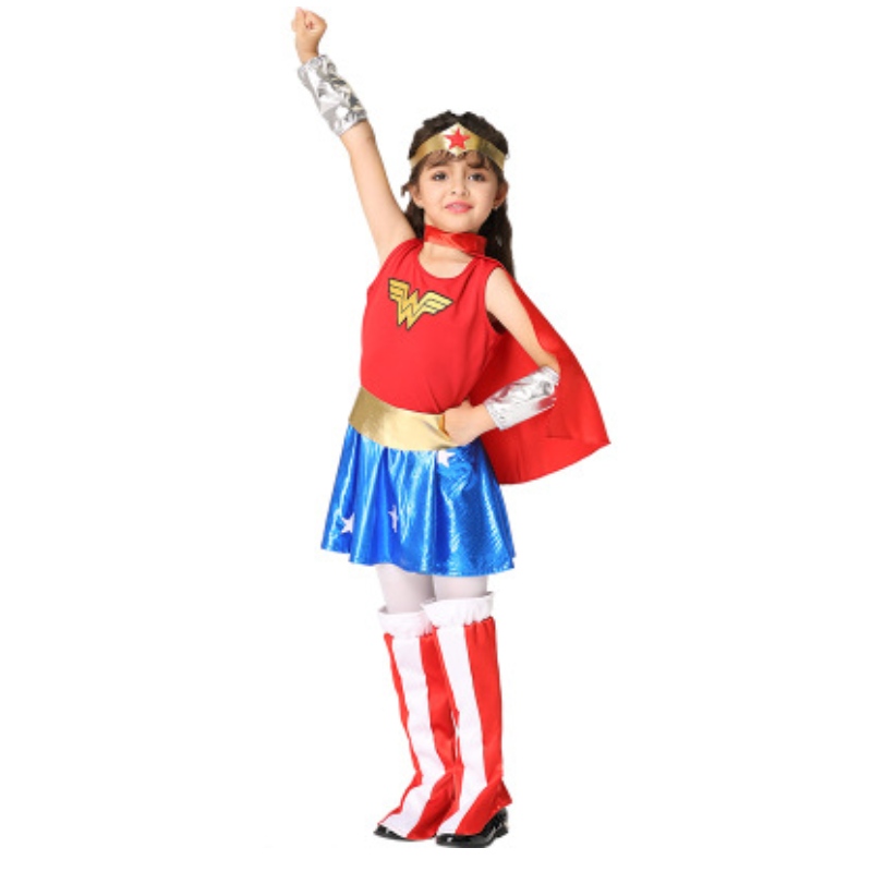 Baige Venta caliente Venta a laniña Sin mangas Mujer Wonder Woman For Girls Halloween Disfraz Set EK201