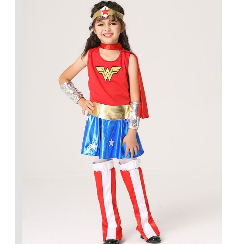 Baige Venta caliente Venta a laniña Sin mangas Mujer Wonder Woman For Girls Halloween Disfraz Set EK201