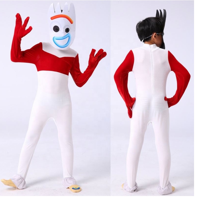 Disfraz de cosplay de bodysuit blancos de fábrica para la fiesta de Halloween Forky Representamiento de ropa Toy Story paraniños con máscara