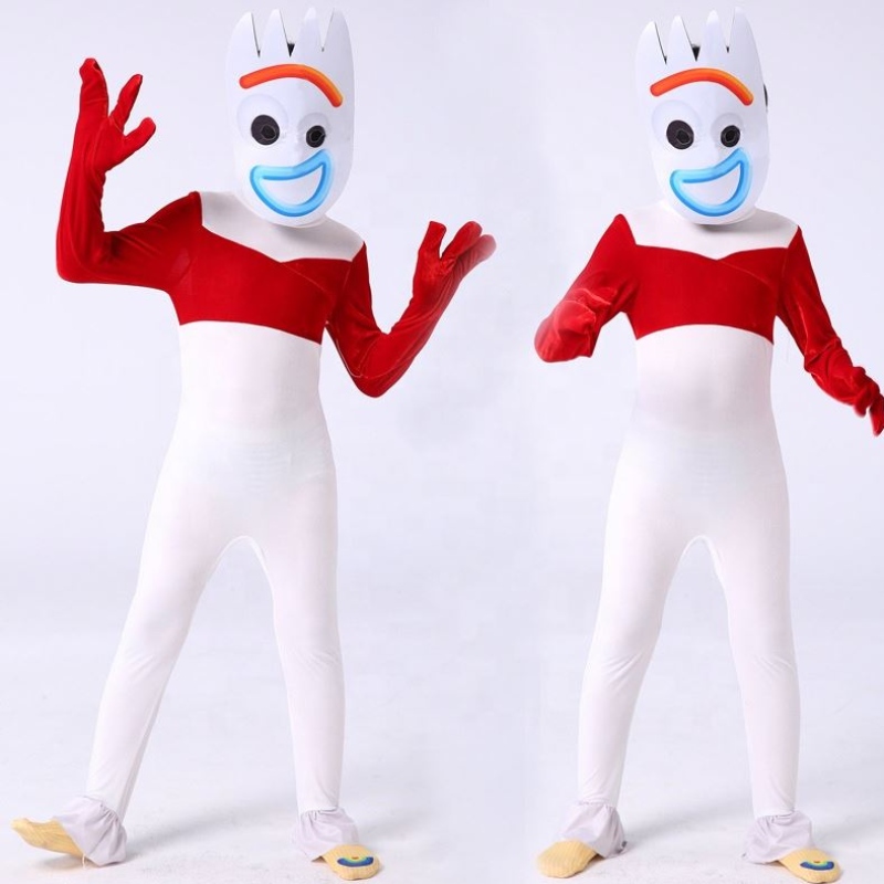 Disfraz de cosplay de bodysuit blancos de fábrica para la fiesta de Halloween Forky Representamiento de ropa Toy Story paraniños con máscara