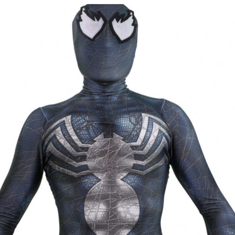 Black Zentai Suit Halloween Carnival Fiesta de cumpleaños Propiedades Novedad&Symbiote Spiderman Venom Disfraz