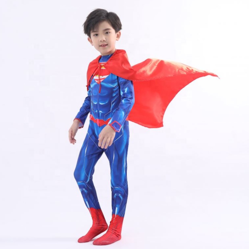 Chino Children Parallel TV paralelo&movie Super Hero Cosplay Disfraz de ropa Halloween Disfraz de Super Man With Cape