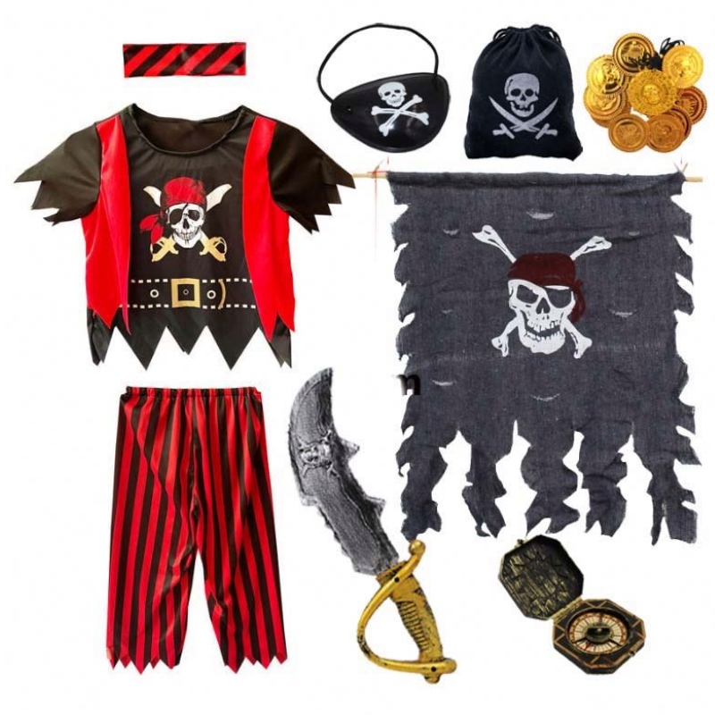 Halloween Role Play Dress Set Biños Biños Pirata Disfraz con Cortlas piratas de EyePatch DGHC-079