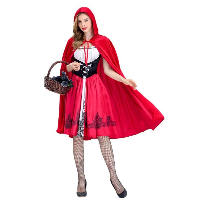 Mujeres Little Red Riding Caperé Vestido de fiesta con capa