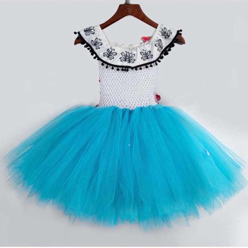 Ropa de Halloween paraniños Crochet Tulle Fluffy Flower Encanto Mirabel Tutu Vestido