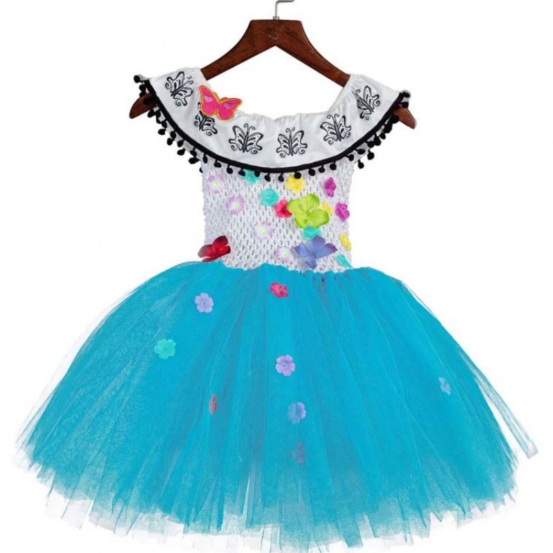 Ropa de Halloween paraniños Crochet Tulle Fluffy Flower Encanto Mirabel Tutu Vestido