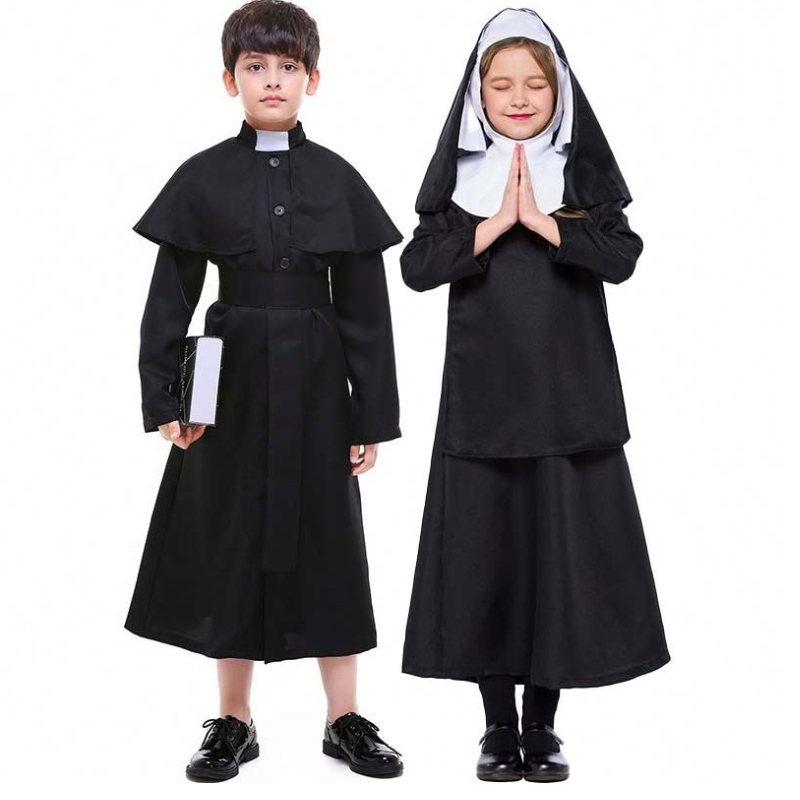 Halloween Masquerada Cosplay Jesus Disfraz Maria Black Nun Rolles Sacerdote Halloween Disfraz HCBC-009