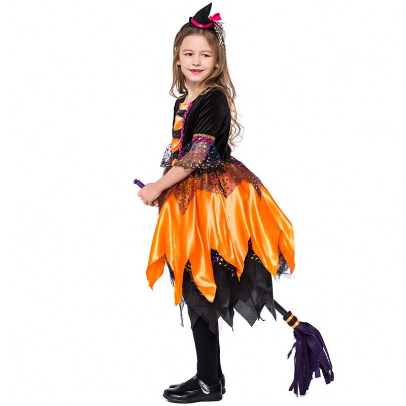 Halloween Fancy Fiest Dress Outfit Cloth Kidch Witch Clothes HCVM-018