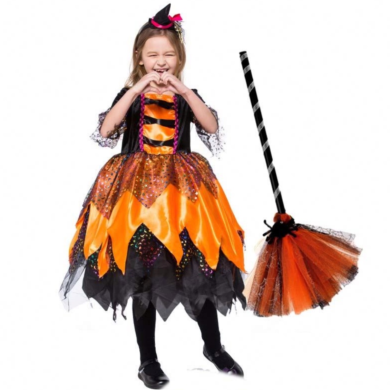 Halloween Fancy Fiest Dress Outfit Cloth Kidch Witch Clothes HCVM-018