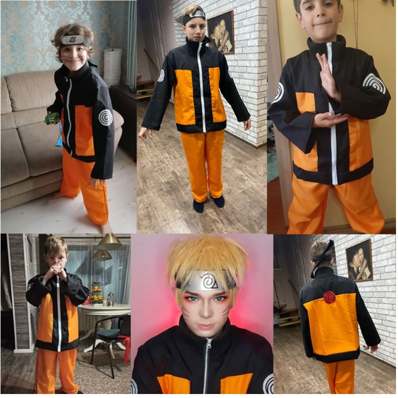 Child&adults Anime Japones Akatsuki Cosplay Disfraz de vestuario paraniños Trajes con banda paraniños Show de fantasía